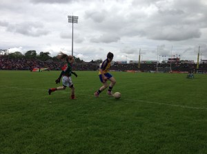Action from the girls' exhibition game, June 16th.